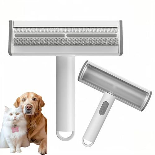 Pet Hair Remover, Lint Brush- Reusable Lint Roller for Cat & Dog Hair on Couch, Carpet, Rugs & Bedding- Portable, Eco-Friendly, No Need for Lint Roller Refills (Gray & White) - color: Gray & White
