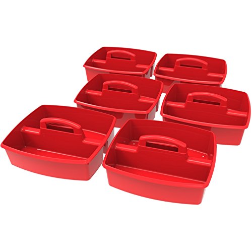 Storex Storex Large Classroom Caddy,13 x 11 x 6.575 Inches, Red, Case of 6 (00954U06C) - color: Red, size: 6-Pack, style: Large