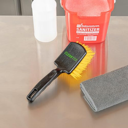 Restaurantware-Clean Tek Professional 10.24 Inch Utility Brush, 1 Heavy-Duty Scrub Brush - Plastic Bristles, Ergonomic Handle, Black Plastic Cleaning Scrub, Ideal for Indoor and Outdoor Cleaning - size: 10 1/4"
