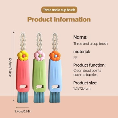3 in 1 Cup Lid Cleaning Brush, Multifunctional Cleaning Brush Portable Cup Lid Cleaner for Bottle Gap Tight Spaces Cup, Portable Cup Lid Cleaner, 1 Pcs Green - color: 1pcs Green