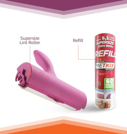 Refill for Metkix Supersize 6.3 inches Lint Roller 2 Packs Total 120 Sheets