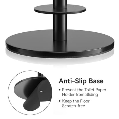 Black Toilet Paper Holder Stand for Spare Rolls Storage, Stainless Steel Freestanding Toilet Paper Holder with Shelf Hold 5 Paper Rolls - color: Matte Black