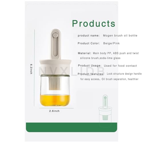 Sauce and Oil Bottle with Adjustable Oil Brush, Glass Sauce Dispenser for Kitchen Cooking or Grilling, 5 oz (150 ml) (White 1pc)