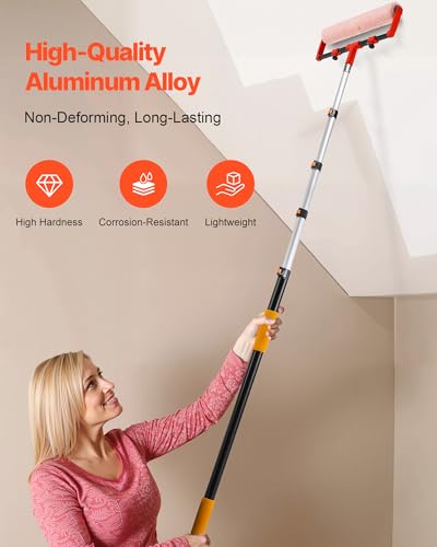 VEVOR Telescopic Extension Pole, 4.66-19 FT Multi-Purpose Extendable Pole, Sturdy Aluminum Alloy Paint Pole Extension with Flip-Lock Design, High Reach Roller Stick for Painting, Dusting and Cleaning - style: 5-19 FT