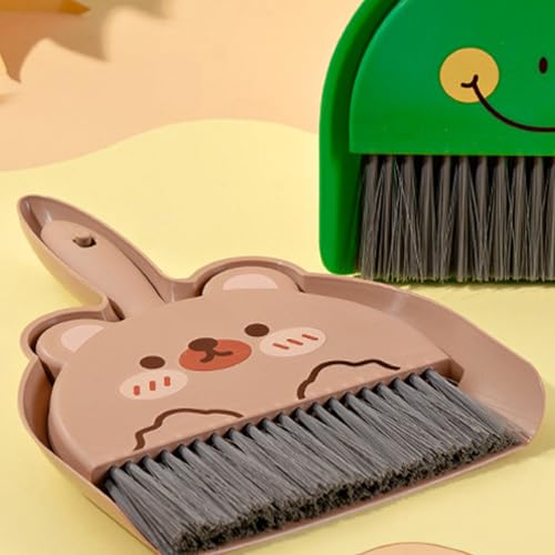 Mini Dustpan and Brush Set, Cartoon Portable Cleaning Broom with Dust Pan, Handheld Dust pan with Cleaning Brush Combo for Desk Keyboard Countertop (Bear) - size: Bear