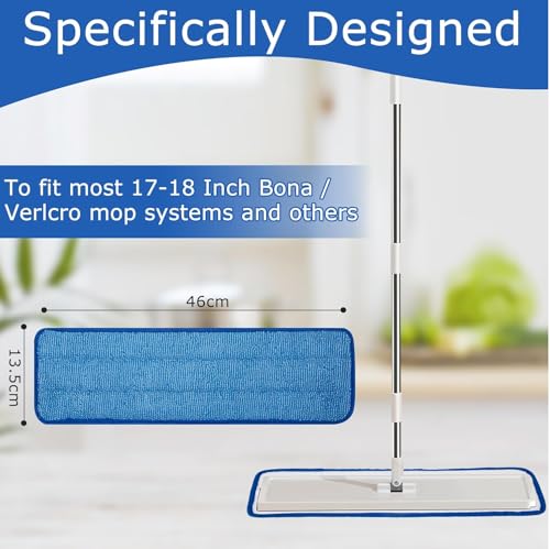 3 Pack of 18 inch Microfiber Mop Pad Universal for Commercial/Industrial/Professional use. Fits 16-18 Inch Heads Heavy Duty Wet & Dry Cleaning Reusable Mop Refills Fit for Most Flat Mops - size: 3