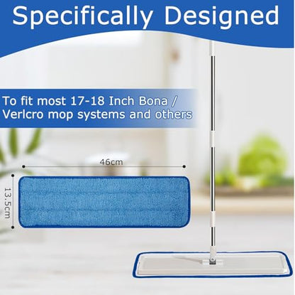 3 Pack of 18 inch Microfiber Mop Pad Universal for Commercial/Industrial/Professional use. Fits 16-18 Inch Heads Heavy Duty Wet & Dry Cleaning Reusable Mop Refills Fit for Most Flat Mops - size: 3