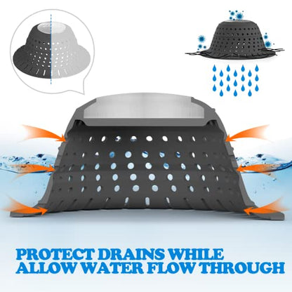 zaa Bathtub Drain Hair Catcher, 2 Pack Silicone Collapsible Bathtub Drain Cover Hair Catcher & Protector for Pop-Up & Regular Drains of Shower, Bathtub, Tub, Bathroom, Sink, Black Black - color: Black