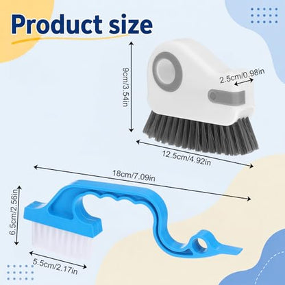 2 Pcs Window Track Cleaner Brush, Window Sill Cleaner Tool with Scraper, Multifunctional Hard Bristle Grip Brush for Sliding Door Track, Windows Sill, Windows Seal