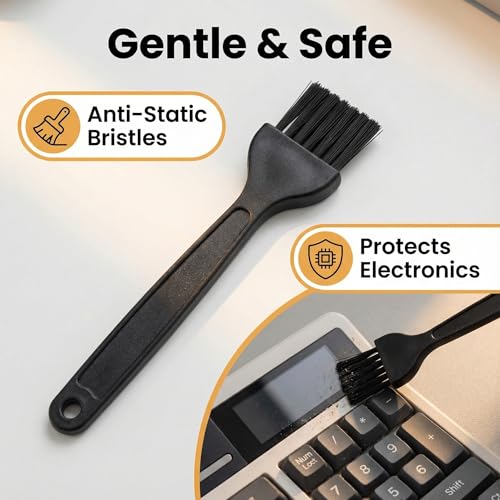 Keyboard Cleaning Kit with Anti Static Brush, 8-Piece Black Dusting Tool Set for Keyboards, Laptops, Screens, Vents, and Small Devices, Compact Storage for Home Office - size: Medium
