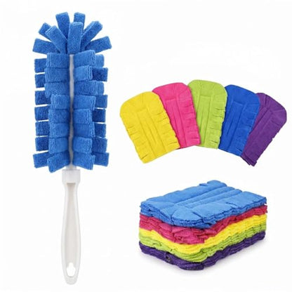 2026 New Reusable Chenille Microfiber Dust Duster, 360° Electrostatic Duster with Washable Removable Cloth Covers, Refillable Multi-Surface Duster for Home Furniture Ceiling Fan Cleaning (1 Set) - color: 1 Set