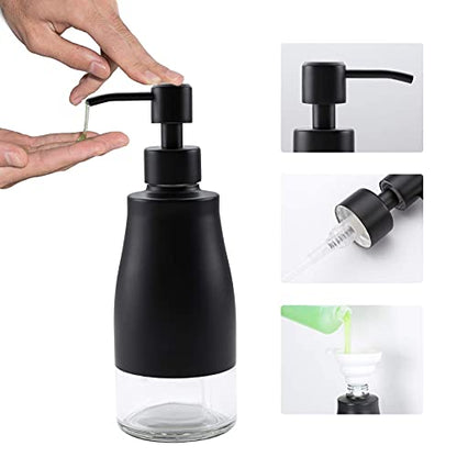 Gaussra Black Soap Dispenser with Coasterand Stickers, Refillable Liquid Stainless Steel Soap Dispenser for Kitchen Sink, Bathroom Countertop (11OZ / 320ML) - color: Matte Black