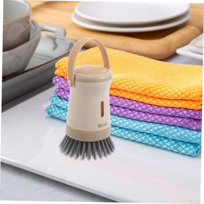 Dishwashing Brush with Soap Dispenser Transparent Kitchen Scrub Brush for Pots Pans and Sinks Efficient Soap Dispensing Gentle Surfaces Sturdy Design for Easy Cleaning