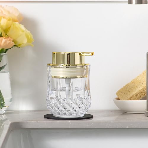 Glass Soap Dispenser,Bathroom Hand Liquid Soap Dispensers,Refillable Dish Soap Dispenser for Gold Pump,Lotion Dispenser for Bathroom,Kitchen (Clear/Gold Liquid Pump) - color: Gold Pump-liquid