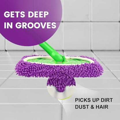 6Pcs Reusable Microfiber Mop Pads Compatible with Sweeper Mop, Replacement Wet Mopping pad Refills & Washable Dry Sweeping Cloths for Surface/Hardwood Floor Cleaning (Purple) - color: 6 Pack Purple