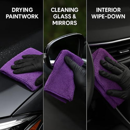 PAKS - 3 Pack Reusable Microfiber Towels - 16x24 Micro Fiber Towels Car Detailing - Plush Auto Cleaning Cloths - Dual-Sided Car Microfiber Towel - Lint & Streak-Free Wash Cloths - Cleaning Supplies - size: 16 x 24 Inch