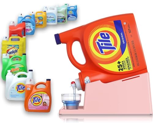 TidyFriend Liquid Laundry Detergent Holder Stand with Drip Tray & Rubber-Grip Feet, Stand for Laundry Room Organization and Storage, Fabric Softener Dispenser with Cup Holder for Easy Pouring (Rose) - color: Rose