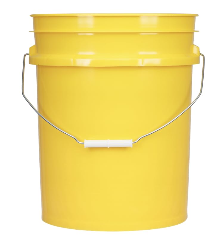 House Naturals 5 Gallon Premium HPDE Plastic Bucket - Made in USA Food Grade Storage Container, BPA Free All Purpose Pail (1, Yellow) - color: Yellow