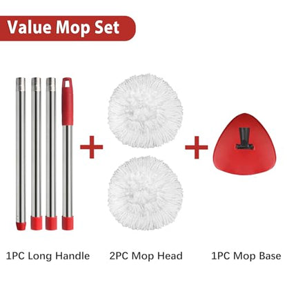 2 Spin Mop Head Replacement, 1 Base, 1 Mop Handle (30-58in) Combo Mops Set Compatible with OCedar EasyWring RinseClean Microfiber Mops (White (1-Tank System)) - color: White (1-tank System)