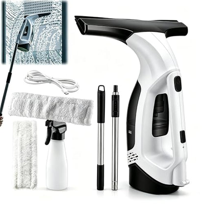 Window Vacuum Squeegee Cordless, Electric Window Cleaner with 2000Pa Suction, Window Vacuum Cleaner Tool with 2200mAh Battery for Shower Glass Doors, Mirrors, Tiles and Car Windows (White)