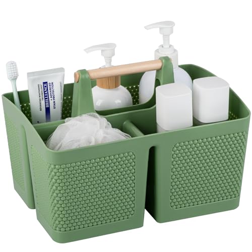 rejomiik Portable Shower Caddy Basket Plastic Cleaning Caddy Organizer Storage Tote with Handle for Bathroom, College, Dorm Room Essentials, Green - color: Green