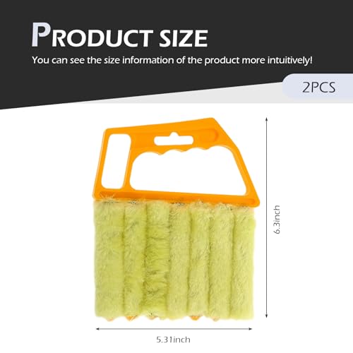2PCS Blind Cleaner Duster Tool, Microfiber Washable Handheld Mini Duster Brush, 7-Finger Dusting Cleaner Tool for Air Conditioner Vents, Wood Blinds (Orange & Blue)