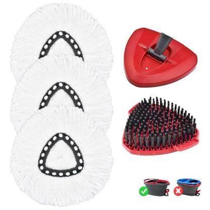 Mop Heads for O Cedar EasyWring 1 Tank System Mop Heads Replacements, Full Set with 1 Base + 1 OCedar Scrubber Mop Head + 3 Spin Mop Replacement Heads, All-in-One Cleaning Kit for Home& Kitchen - color: 3white Set