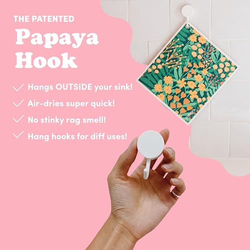 Papaya Reusable Paper Towels, Premium Swedish Dishcloths with Hook, Non-Scratch Reusable Paper Towel, 1 Sheet Replaces 17 Rolls - 2 Sheets, 1 Hook - color: Secret Garden