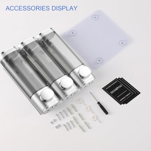 Shampoo and Conditioner Dispenser Shower Soap Dispenser Shampoo Dispenser Body Wash Dispenser for Bathroom,Large Capacity, Silver - color: Silver