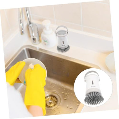 Cabilock Kitchen Scrub Brush with Soap Dispenser Ergonomic Design for Effortless Cleaning of Pots Pans and Sinks Controlled Dispensing for Optimal Soap Release Sturdy and Versatile