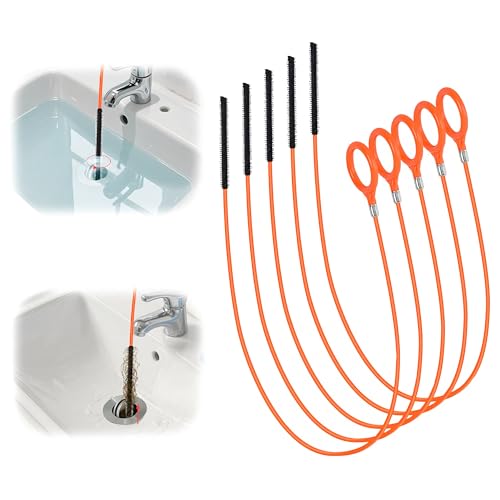 Drain Clog Remover,5 Pack 31.88inch Drain Snake Hair Removal Tool,Shower Sink Unclogger Tool,Hair Catcher Auger Cleaner Tool for Toilet,Kitchen Sink,Bathroom Tub,Floor Drains,Sewer,Pipe Drains Opener