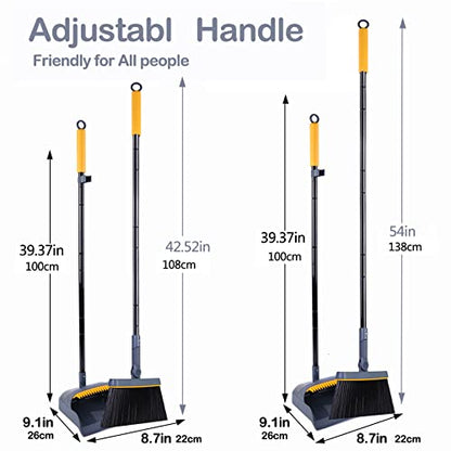 JEHONN Carpet Floor Sweeper Manual with Horsehair, Broom and Dustpan Set for Home