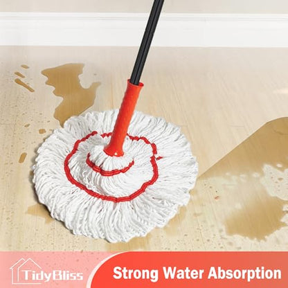 TidyBliss Self Wringing Twist Mop for Floor Cleaning, 57.5 inches Long Handle Cotton String Mop with Wringer, Washable Microfiber Wet Mop with Scouring Pad for Hardwood, Tile, Bathtub, Kitchen - size: 57.5 inches