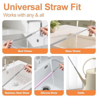YOTIME Silicone Straw Cleaner Brush, 2 Pcs Reusable Straw Brush(6mm+9mm) for Cleaning Narrow & Wide Straws, Tumblers, Gray - color: Gray