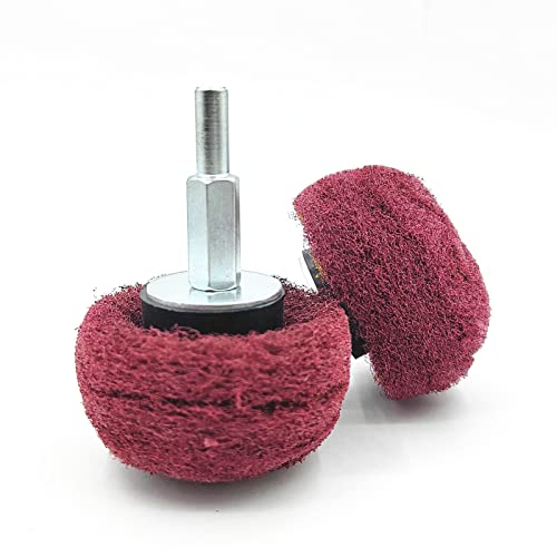5PCS Non Woven Abrasive Buffing Wheels Polishing Wheel Drill Attachment Set, 2 Inch Scouring Pads Abrasive Mushroom Wheel Polishing Wheel with 1/4" Shank for Polishing Scrubbing and Cleaning Surface