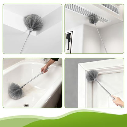8-Piece Microfiber Feather Duster Set with Extension Pole (16.1" to 100"), Extendable Cobweb & Ceiling Fan Duster for Cleaning Cobweb, Ceiling Fan, Blind, Furniture - color: 8-piece Set With Chenille Head