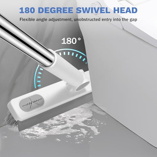 SetSail Toilet Brush and Plunger Set and Grout Cleaner Brush with Long Handle, Stiff Bristle Floor Grout Scrubber for Bathroom, Tile Line, Crevice, Kitchen, Wall, Deck, Garage