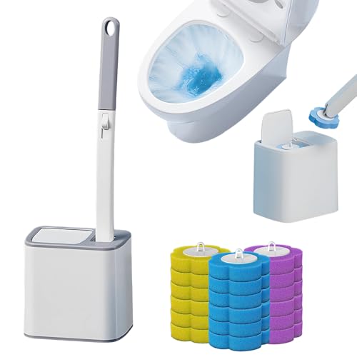 Disposable Toilet Brush, 2026 New Toilet Brush Holder, Compact Wall Mounted Toilet Brush for Modern Bathrooms, Hygienic Toilet Cleaner for Families (Gray+18PCS Brush Heads) - color: Gray+18pcs Brush Heads