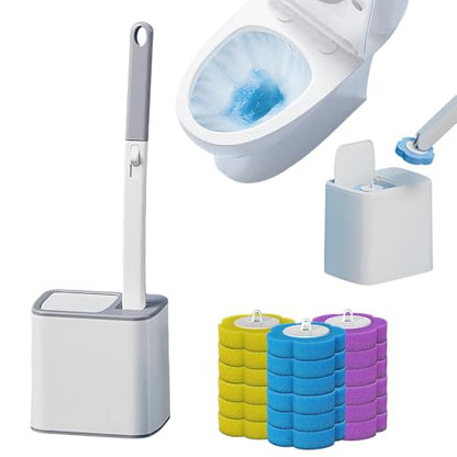 Disposable Toilet Brush, 2026 New Toilet Brush Holder, Compact Wall Mounted Toilet Brush for Modern Bathrooms, Hygienic Toilet Cleaner for Families (Gray+18PCS Brush Heads) - color: Gray+18pcs Brush Heads