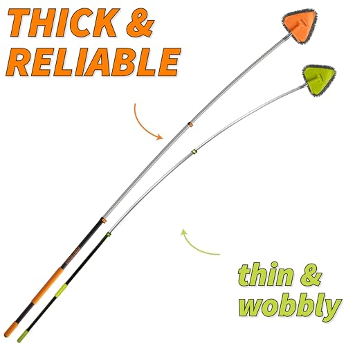 20 Foot High Reach Duster Kit with 4-12 ft Extension Pole // High Ceiling Dusting and Window Cleaning Kit with Telescopic Pole // Baseboard and Wall Washer Mop, Squeegee, Fan Blade & Cobweb Dusters - size: 12 feet