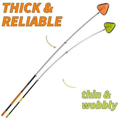 20 Foot High Reach Duster Kit with 4-12 ft Extension Pole // High Ceiling Dusting and Window Cleaning Kit with Telescopic Pole // Baseboard and Wall Washer Mop, Squeegee, Fan Blade & Cobweb Dusters - size: 12 feet