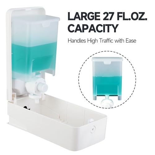 anydry 27oz (800 ml) Manual Wall Mounted Soap Dispenser, Ideal for Commercial Bathrooms Restaurants Hotels, Use with Liquid Hand Soap Shampoo, ABS White - color: Warm White