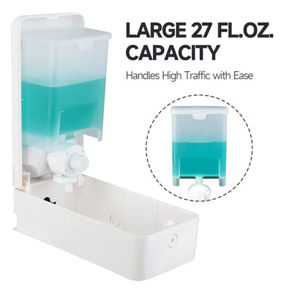 anydry 27oz (800 ml) Manual Wall Mounted Soap Dispenser, Ideal for Commercial Bathrooms Restaurants Hotels, Use with Liquid Hand Soap Shampoo, ABS White - color: Warm White