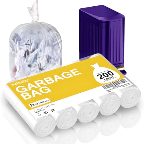 2-Gallon Trash Bag Extra-Small Garbage-Bags - Heihaily Unscented Strong Thick Mini Clear White Bulk 200 Counts Recycling Plastic Liners for Kitchen Office Bathroom Car Can - style: PE-2Gal Clear 200