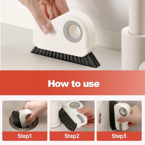 2 in 1 Groove Cleaning Brush, 2025 New Window Track Cleaning Tools, Multifunction Hard Bristle Cleaning Brush with Hidden Scraper for Sliding Door Track, Window Sill, Window Seal (Grey-1Pcs) - color: Grey-1pcs