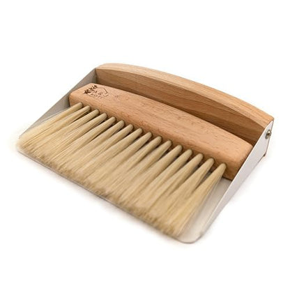 A&J Koti Table Crumb Sweeper - Small Mini Metal Dustpan and Hand Brush Combo Set - Wood Crumber for Servers, Restaurants, Home and Kitchen - Crumb Cleaning Set