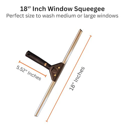 Window Squeegee 18 inch and Window Washer with Swivel Handle, Professional Window Cleaning Kit, Window Scrubber with Durable Aluminum T-Bar for Window Cleaning