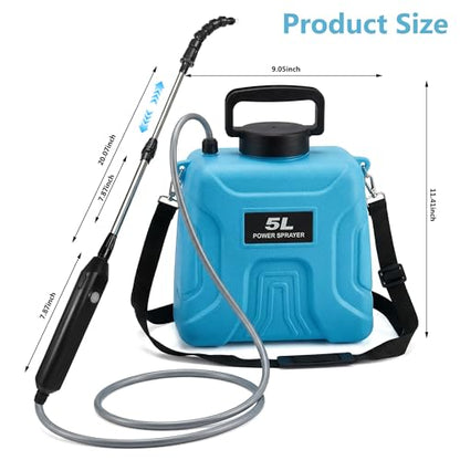 High Reach Plant Waterer with Spray Can - Electric Water Sprayer with Telescopic Wand and Water Hose, 180° Adjustable Nozzle 5L Watering Can for High Hanging Plants