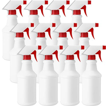 Eccliy 12 Pcs 16 Oz Plastic Spray Bottle, Adjustable Empty Reusable Sprayer for Cleaning, Planting, Water, Bathroom and Kitchen, BBQ, Commercial and Residential (New,Red) - color: Red, size: New