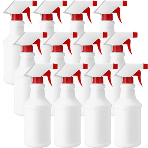 Eccliy 12 Pcs 16 Oz Plastic Spray Bottle, Adjustable Empty Reusable Sprayer for Cleaning, Planting, Water, Bathroom and Kitchen, BBQ, Commercial and Residential (New,Red) - color: Red, size: New